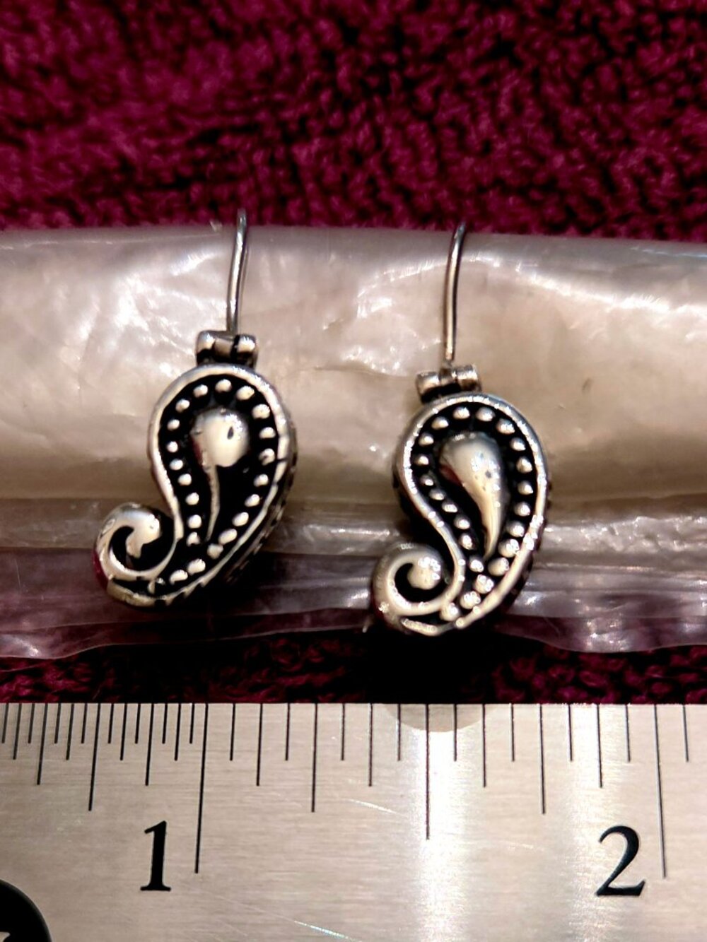 NWT Vintage Sterling Silver Paisley Teardrop Dangle Earrings 925 Boho Balinese